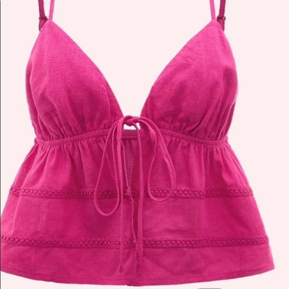 Shein Icon Tie Peplum Crop Cami Top